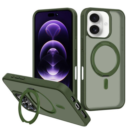 Противоударный чехол Kalebol Rotating Holder MagSafe PC Hybrid TPU для iPhone 17 - зеленый
