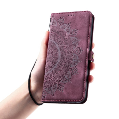 Чохол-книжка Totem Embossed Magnetic Leather для Xiaomi 15 Pro - винно-червоний