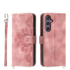 Чохол-книжка Skin-feel Flowers Embossed на Samsung Galaxy S24+ 5G - рожевий