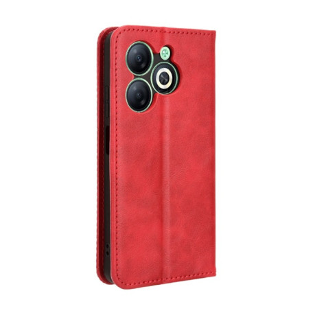 Чехол-книжка Magnetic Buckle Retro Crazy Horse Texture на Infinix Smart 8 - красный