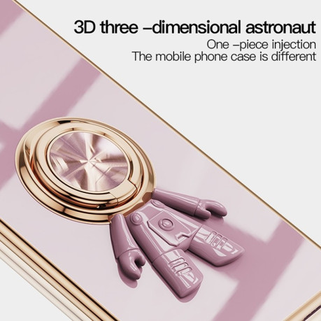 Противоударный чехол  6D Plating Astronaut Ring Kickstand для Samsung Galaxy A73  - черный