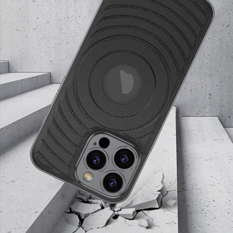 Противоударный чехол GKK Plating Leather Wave MagSafe для iPhone 16 Pro Max - Gray