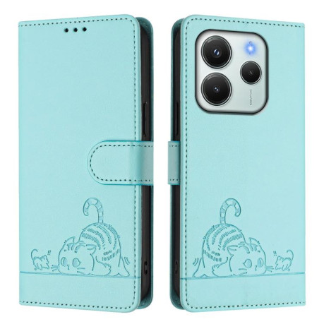 Чохол-книжка Cat Embossing Pattern на Xiaomi Redmi Note 14 4G 164.84mm - зелений