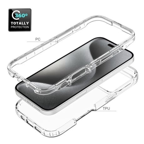 Чохол Dual-color Clear TPU Hybrid PC Shockproof для iPhone 16 Pro - прозорий