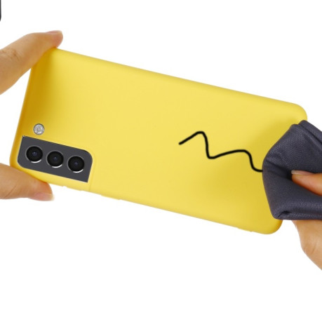 Силиконовый чехол Solid Color Liquid Silicone для Samsung Galaxy S22 5G - желтый