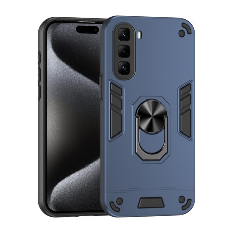 Ударозащитный чехол Metal Ring Holder для Infinix Hot 50 Pro 4G - синий