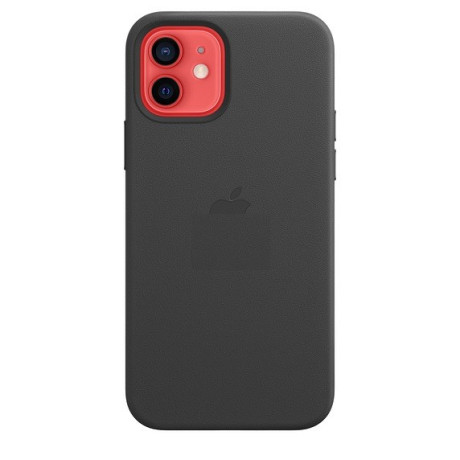 Кожаный Чехол Leather Case MagSafe Black для iPhone 12 | 12 Pro