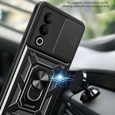 Чохол із шторкою на камери Sliding Camshield та кишенькою для карток на OnePlus Nord CE4 5G Global - золотий