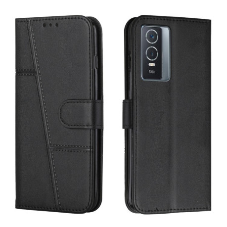 Чохол-книжка Stitching Calf Texture для Vivo Y76/Y76s - чорний