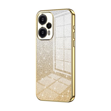 Ударозащитный чехол Gradient Glitter Powder Electroplated на Xiaomi Redmi Note 12 Turbo/Poco F5 - золотой