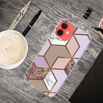 Противоударный чехол Marble Pattern для iPhone 14/13 - Rhombus Orange Purple