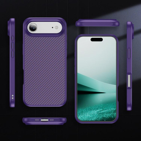 Ударозащитный чехол Carbon Fiber Texture Skin-feel Acrylic TPU на iPhone Air - фиолетовый