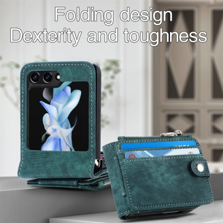 Протиударний чохол Skin-feel Zipper Wallet для Samsung Galaxy Flip 5 - червоний