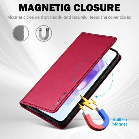 Чехол-книжка LC.IMEEKE L1 Series Frosted Fine Texture для Samsung Galaxy S25+ 5G - красный