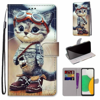 Чехол-книжка Coloured Drawing Cross для Samsung Galaxy A03 Core - Shoes Cat
