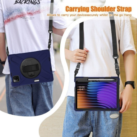 Чехол Rotatable Holder Silicone Hybrid PC для Xiaomi Pad 7 / 7 Pro - синий