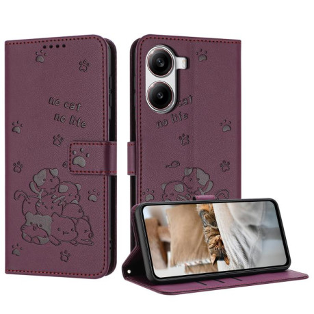 Чехол-книжка Diamond Embossed Skin Feel для Xiaomi Poco X7 Pro - винно-красный