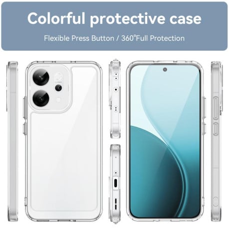 Противоударный чехол Colorful Acrylic Series с цветной силиконовой боковиной на OPPO Reno14 Global - прозрачный