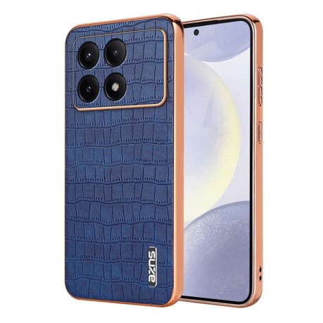 Чохол AZNS Electroplated Frame Crocodile Texture на Xiaomi POCO F6 Pro - синій