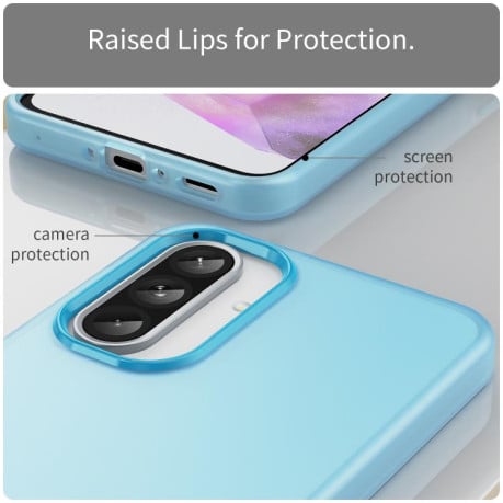 Противоударный чехол Frosted Translucent TPU Hybrid PC для Samsung Galaxy A56 5G - синий