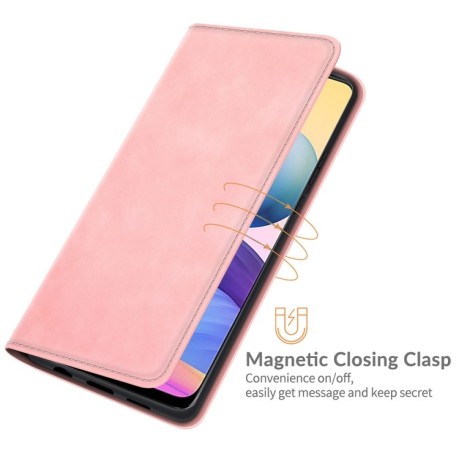 Чехол-книжка Retro Skin Feel Business Magnetic на Xiaomi Poco M3 Pro/Redmi Note 10 5G/10T/11 SE - розовый