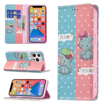 Чохол-книжка Colored Drawing Pattern Invisible для iPhone 14/13 - Elephant