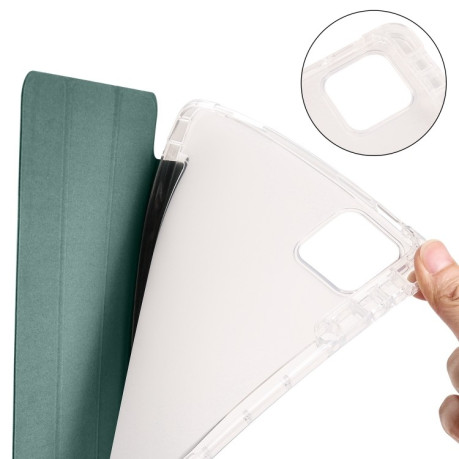 Чехол-книжка 3-fold Clear TPU Smart Leather Tablet Case with Pen Slot для iPad Pro 11 2024  - зеленый