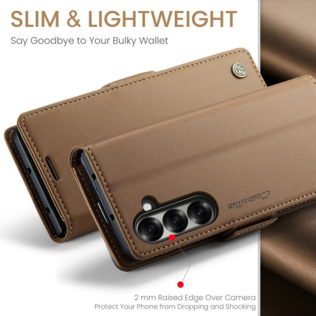Чехол-книжка CaseMe 023 Butterfly Buckle Litchi Texture RFID Anti-theft Leather для Samsung Galaxy Fold 7 - коричневый