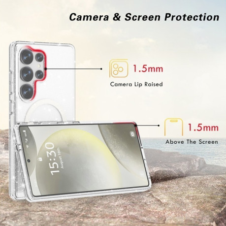 Протиударний чохол Terminator Style Transparent MagSafe Magnetic для Samsung Galaxy S25 Ultra 5G - Glitter White