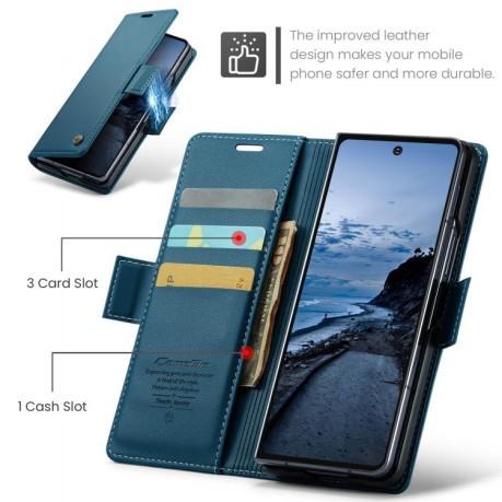 Чехол-книжка CaseMe 023 Butterfly Buckle Litchi Texture RFID Anti-theft Leather для Samsung Galaxy Fold 7 - синий