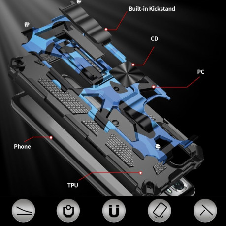 Противоударный чехол Camouflage Armor на Xiaomi Redmi Note 10 Pro - темно-синий