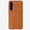 Кожаный чехол-книжка Nillkin Qin Series для Samsung Galaxy A55 - коричневый