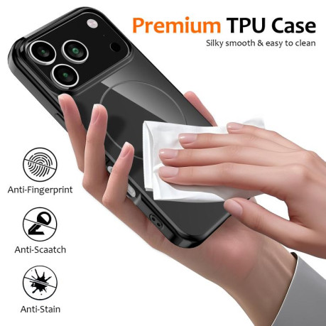 Противоударный чехол Glossy TPU Shockproof MagSafe на iPhone 17 Pro - черный