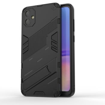 Противоударный чехол Punk Armor с подставкой на Samsung Galaxy A05 4G - черный