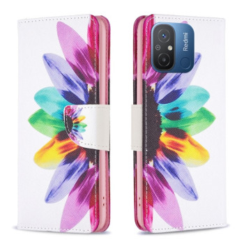 Чехол-книжка Colored Drawing Pattern для Xiaomi Redmi Poco C55/Redmi 12C/11A- Sun Flower