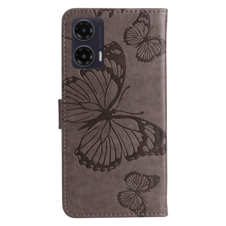 Чехол-книжка Embossed Butterfly для Motorola Moto G35 - серый