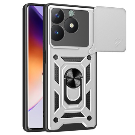 Противоударный чехол Camera Sliding для Realme C61 / C63 - серебристый