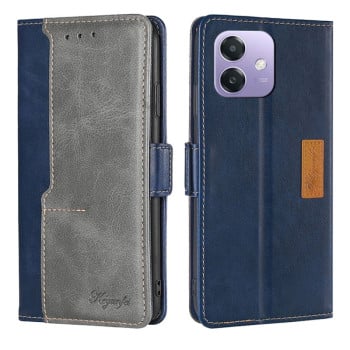 Чехол-книжка с магнитной застежкой и контрастной отделкой на OPPO A3/A3x/A40m - Blue + Grey