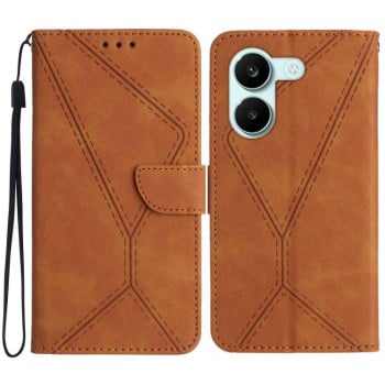 Чохол-книжка Stitching Embossed Leather на Xiaomi Poco X8 Pro 5G — коричневий