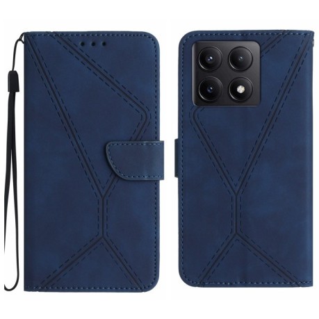 Чехол-книжка Stitching Embossed Leather для Xiaomi 14T Pro 5G Global - синий