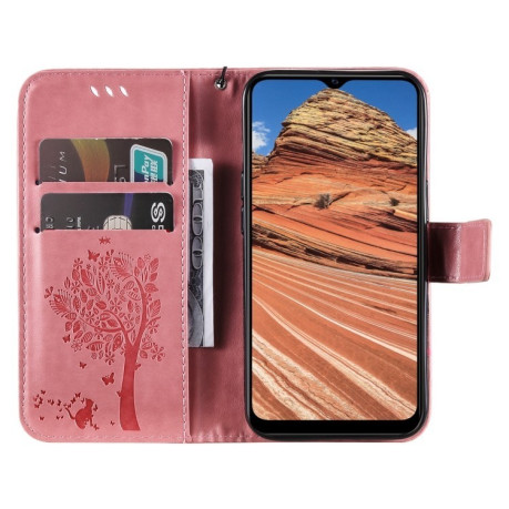 Чехол-книжка Cat Embossing Pattern на Vivo Y11s/Y12A/Y12s/Y20/Y20A/Y20s/Y20G/Y20SG - розовый