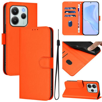 Чохол-книжка з м'яким покриттям (Skin Feel) зі шнурком на Xiaomi Redmi Note 14 4G 164.48mm - помаранчевий