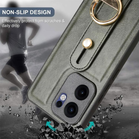 Протиударний чохол Wristband Leather Back для OPPO Reno13 F 5G - зелений