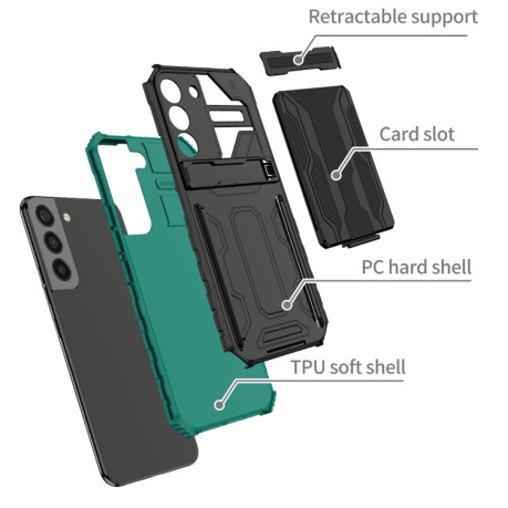 Противоударный чехол Armor Card для Samsung Galaxy S22 5G - зеленый