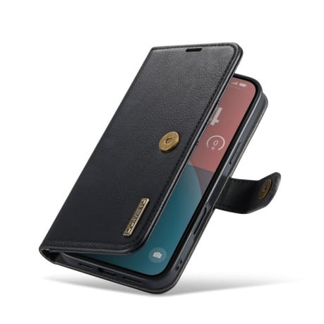 Чехол-книжка DGMING Crazy Horse Texture для iPhone 16 - черный