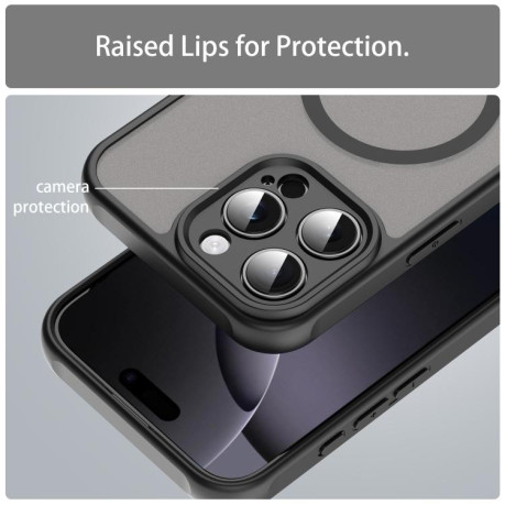 Чохол протиударний Fan Dun Series TPU Hybrid PC Frosted Magsafe для iPhone 16e - чорний