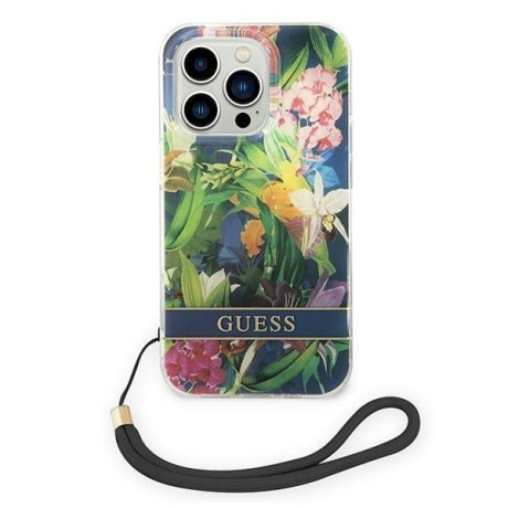 Оригінальний чохол Guess Flower Strap для iPhone 14 Pro Max - blue