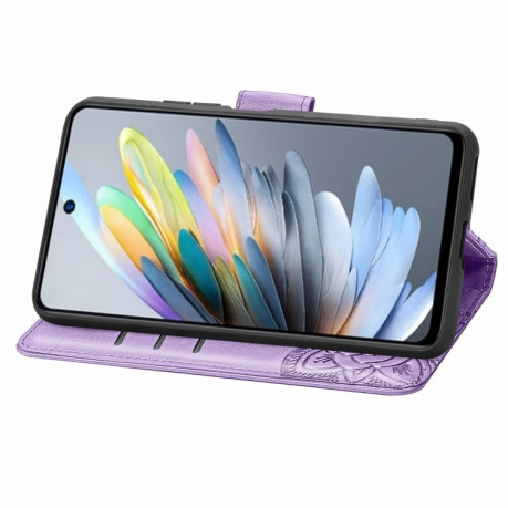 Чохол-книжка Butterfly Love Flower Embossed для Motorola Moto G35 - фіолетовий