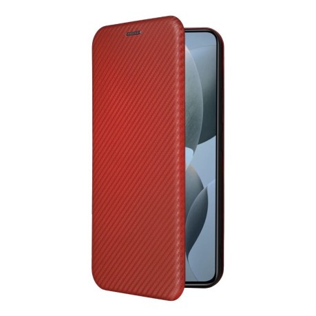 Чехол-книжка Carbon Fiber Texture на  Xiaomi 14T - коричневый