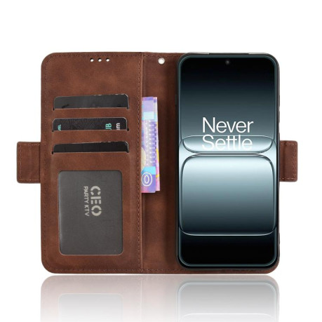 Чехол-книжка Skin Feel Calf на OnePlus 13T - коричневый